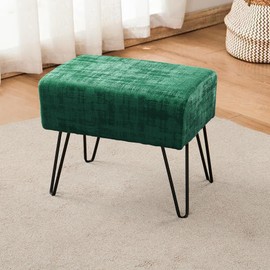 Home Soft Things Textured Velvet Ottoman, Eden, 19'' x 13'' x 17'' H, Fuzzy Entry Way Ottoman Bench for Living Room Bedroom End of Bed Decorative Makeup Stool Foot Rest Chair Home Décor