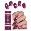 Semi Cured Gel Nail Strips, Berry Cat Eye 20pcs Adhesive