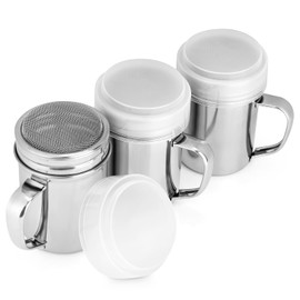 Accmor 3pcs Powdered Sugar Shaker Duster with Handle, Cinnamon Shaker Flour Sifter, 7oz Stainless Steel Fine Mesh Dredges Shakers for Cinnamon Flour Salt Pepper