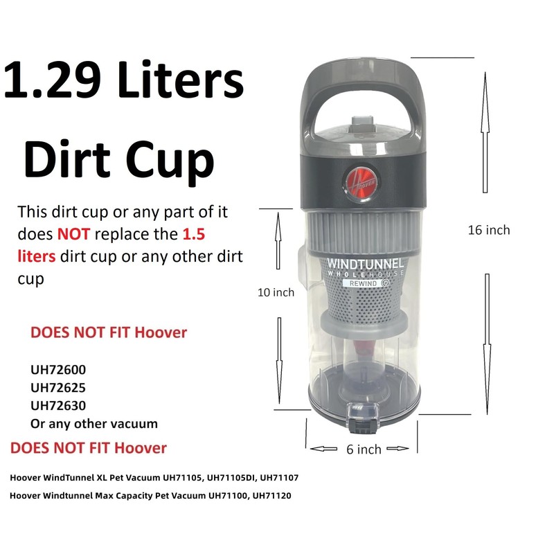 1.29 Liters Dirt Cup Assembly 440005853 Compatible with Hoover WindTunnel