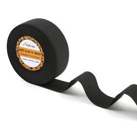 Bella Hair Bandas elásticas de 1 pulgada y 12 yardas para costura, tejido de alta elasticidad, cómodo, carrete de banda elástica para peluca, frontal, cierre, gorras, ropa, pantalones, cintura, colcha, color negro