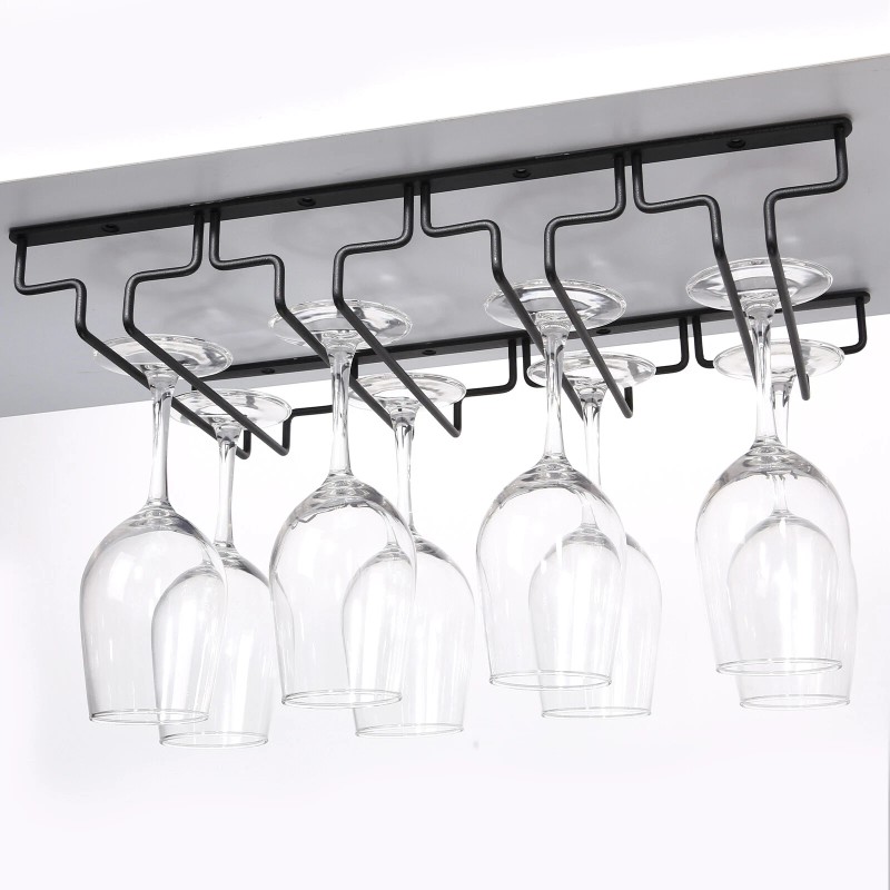 Uten 4 Rows Wine Glass Racks Under Cabinet Wall Mounted