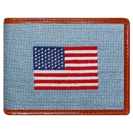 American Flag Needlepoint Wallet in Antique Blue by Smathers & Branson