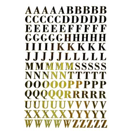 EDEN Gold Alphabet Romaji Stickers 0.9cm Height Gold Metal Decal Sticker (10 sets of each letter) [E799]