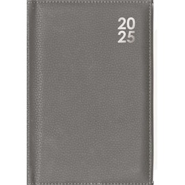 2025 Grey A5 Hardcover Diary Soft Faux Leather Week to View Home Desk Office Planner