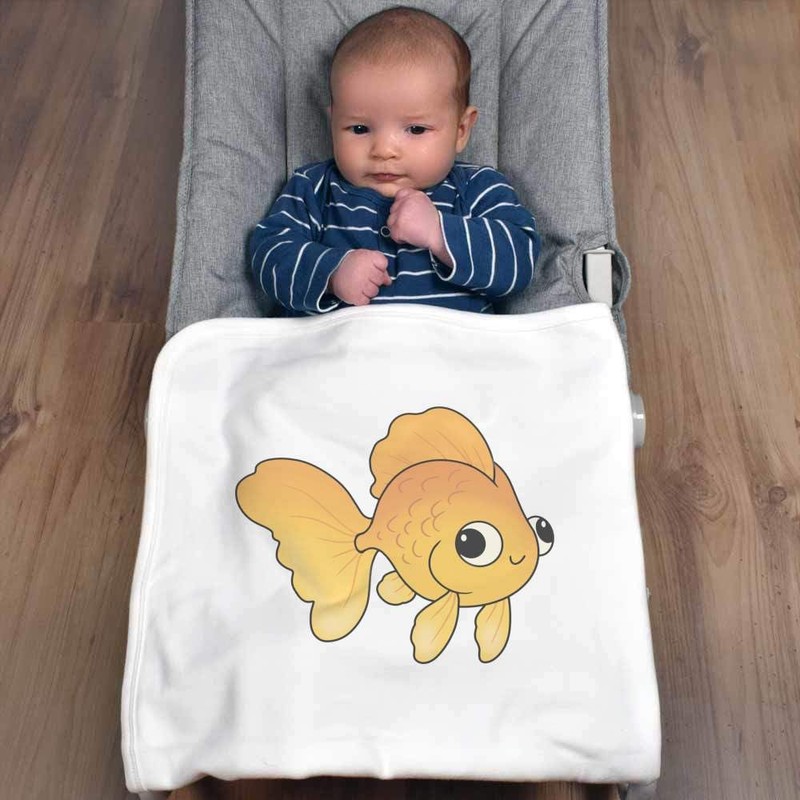 Azeeda 'Goofy Goldfish' Cotton Baby Blanket/Shawl (BY00039759)