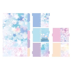 CLKE Pack of 5 A5 Plastic Dividers A5 6 Holes Plastic Dividers Dividers Plastic Dividers A5 Cherry Blossom Starry Sky
