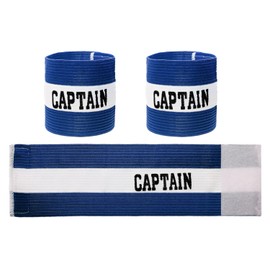ONLYKXY 3pcs Captain Armbands 9x30cm Adjustable Leader Armband for Soccer Basketball Volleyball Team Competition Coach Players Wrist Arm Bands (Blue & White)