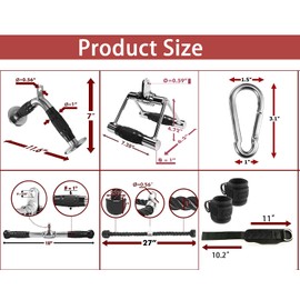 Triceps Pull Down Attachment, Cable Machine Accessories for Home Gym, LAT Pull Down Attachment Weight Fitness (Cable Machine Attachment Set 2.0)