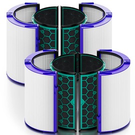2-Pack HP04 DP04 TP04 TP05 DP05 Replacement Filter for Dyson Air Pufifier, Sealed Two Stage 360°Combi Glass True HEPA and Activated Carbon Filter