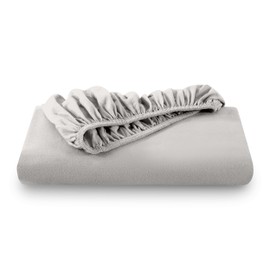 Bare Home Flannel Fitted Bottom Sheet 100% Cotton Twin Extra Long, Velvety Soft Heavyweight - Double Brushed Flannel - Deep Pocket (Twin XL, Light Grey)