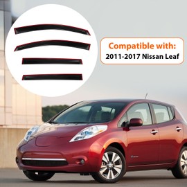 PLDDE Rain Guards Compatible with 2011-2017 Nissan Leaf, Tape-On Side Window Visor Wind Deflector Vent Visors Car Accessories