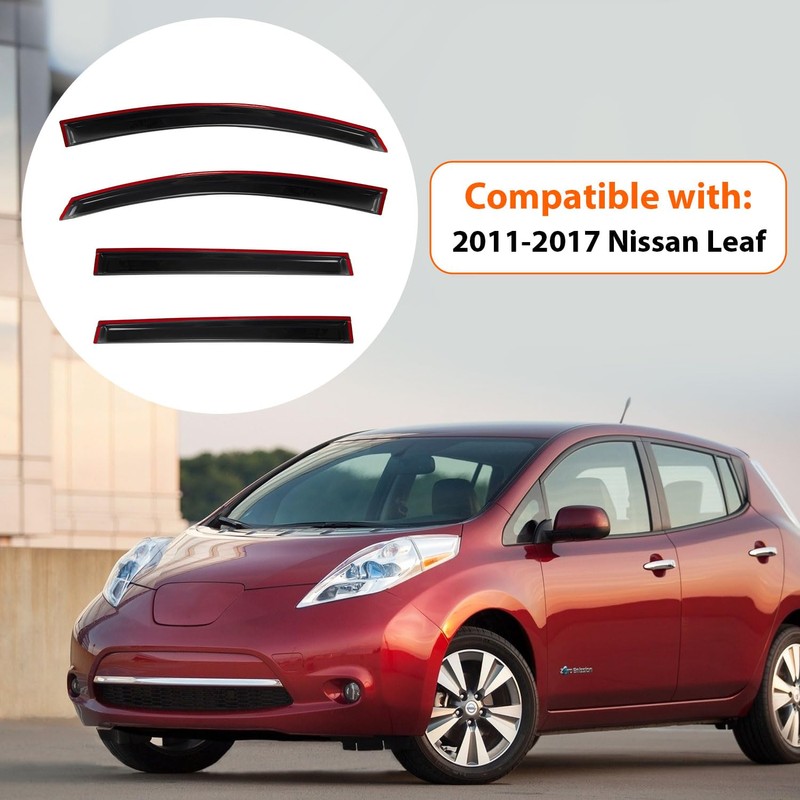 PLDDE Rain Guards Compatible with 2011-2017 Nissan Leaf, Tape-On Side