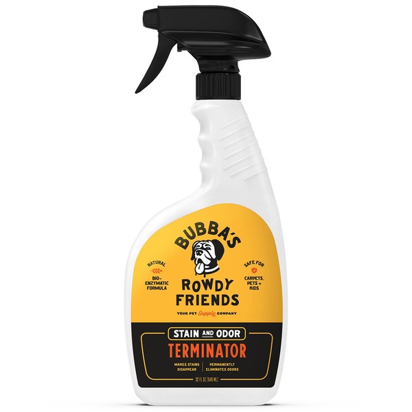 BUBBAS Super Strength Enzyme Cleaner - Pet Odor Eliminator - Carpet Stain Remover - Remove Dog & Cat Urine Odor from Mattress, Sofa, Rug, Laundry, Hardwood Floors and more. Puppy Training Supplies