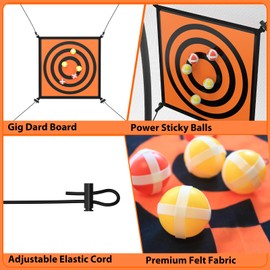 jumpfly Trampoline Dart Board Game Accessories, Fits 8 FT/10 FT/12 FT/14 FT Recreational Trampolines Toss Game with 10 Sticky Balls - Trampoline Dartboards Indoor Outdoor Party Games for Kids