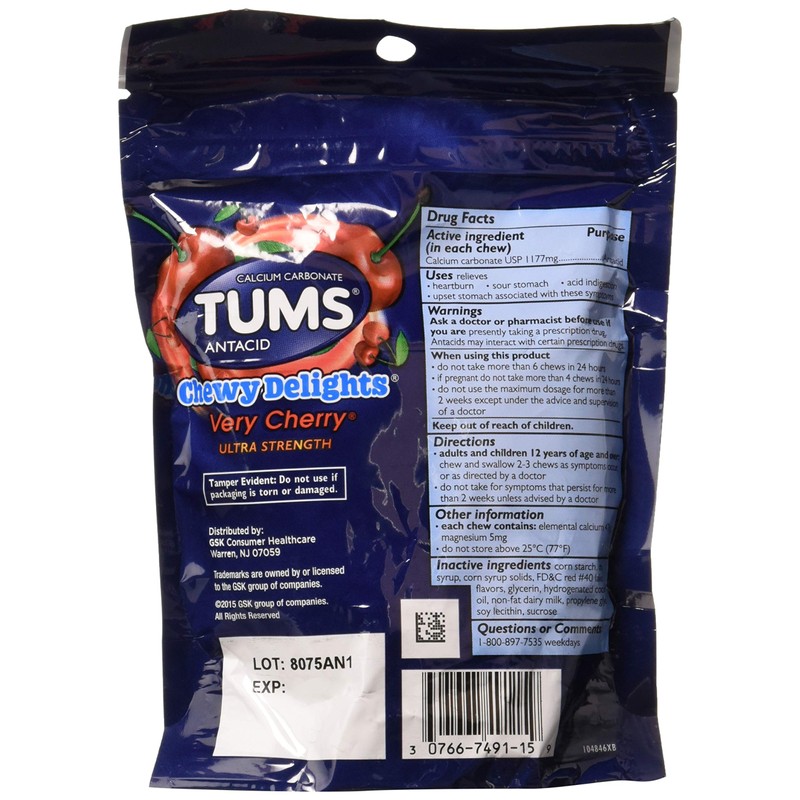 Tums Chewy Delights Capsules, Very Cherry, 32 CT (Pack of