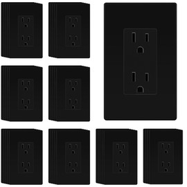 TG 40 Pack Matte Black Decorator Receptacle with Screwless Wall Plate, Standard Electrical Wall Outlet, 15A 125V, Self-Grounding, 2-Pole, 3-Wire, 5-15R, UL Listed, Non Tamper Resistant