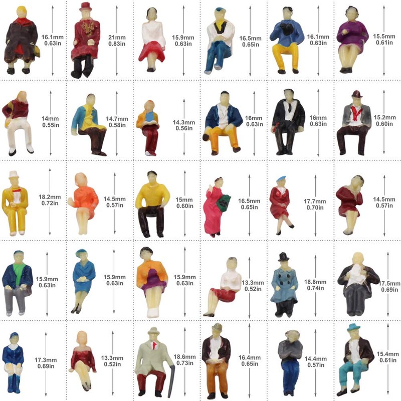 Evemodel P8715 100pcs HO Scale 1:87 Seated and Standing People