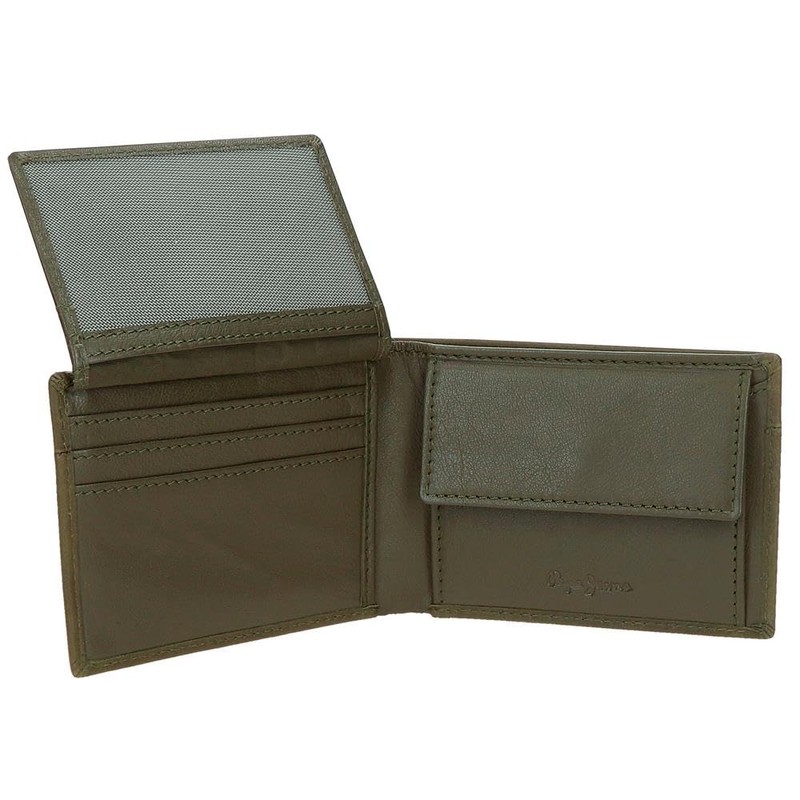 Pepe Jeans Staple Horizontal Wallet with Purse Green 11 x