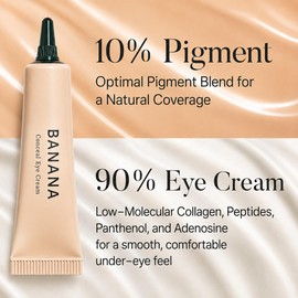BANANA Conceal Eye Cream, Hydrating Tinted Under‑Eye Concealer, Helps Cover the Look of Under‑Eye Darkness & Soften Dry Fine‑Line Look, Lightweight, Daily Makeup Base, Korean Eye Cream, 0.53 oz