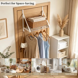 Over the Door Clothes Drying Rack 13"-23" Adjustable Heavy Duty 60 Lbs Load