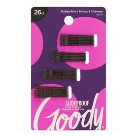 GOODY Goody Styling Hair Bobby Pins - 26 Count, Black - Slideproof and Lock-In Place - Suitable for All Hair Types - Pain-Free Hair Accessories for Women and Girls - All Day Comfort