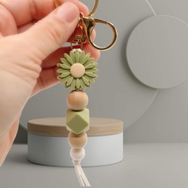 MyfavoriteK Flower Keychain Cute Silicone Beaded Keychain for Women Charms for Car Keys Holder Bag Purse