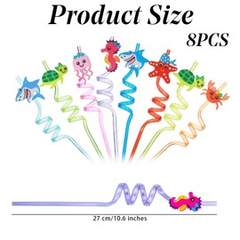 8 Pack Reusable Drinking Straws Party Straws, Curly Straws, Novelty Birthday Party Decorations Cartoon Straws Supplies Family Reunion Party Favors