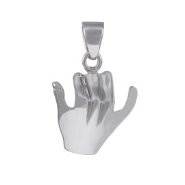 Unique Hawaiian 3D Hang Loose Necklace, Shaka Sign, Sterling Silver 3D Hang Loose Pendant, N6130B