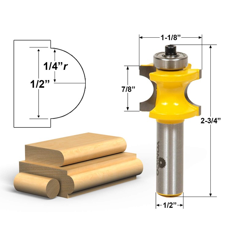 YONICO 13115 1/2-Inch Bead Bullnose Router Bit 1/2-Inch Shank