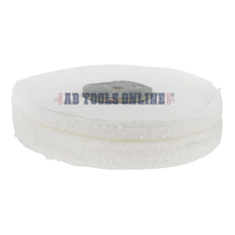 White Close Stitched Metal Polishing Buffing Mop 6" x 1"