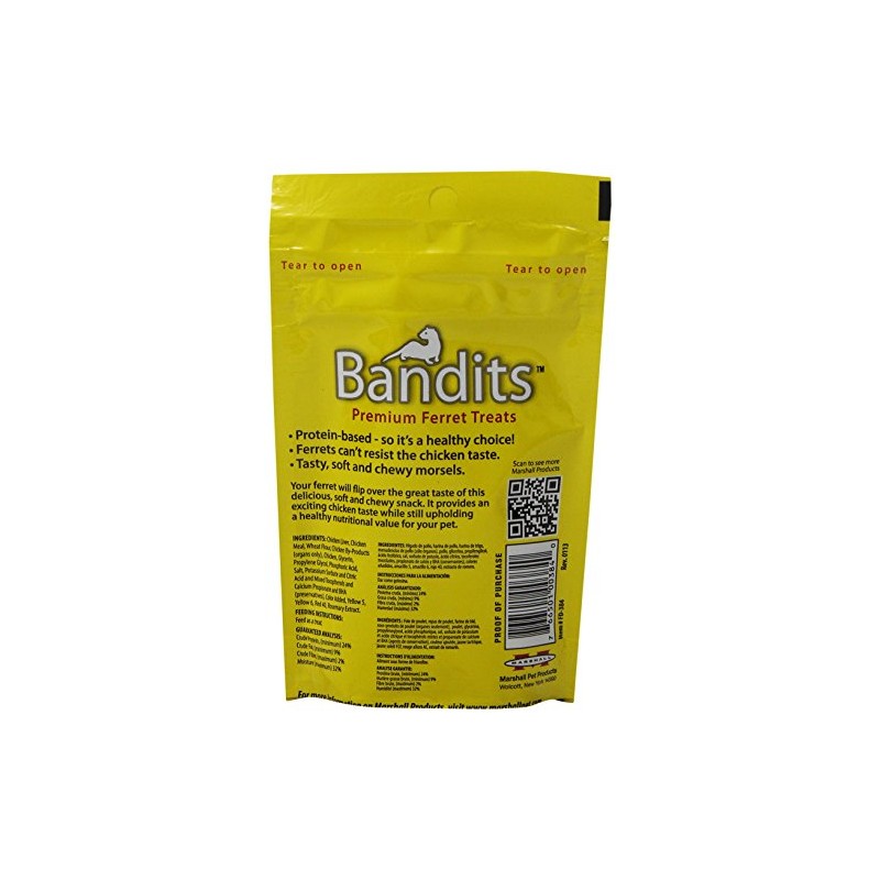 Marshall Pet Products Bandits Premium Chicken Ferret Treats 3 oz.