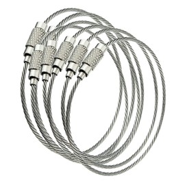 Key Chain, Wire Ring, Approx. 5.9 inches (15 cm), Set of 10, Screw-type, Key Chain, Key Ring, Strap, Stainless Steel, Cable, Loss, Theft, Durable, Simple, Various Uses, Silver Pack of 10