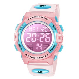 Kids Watch Boys Digital Boys Sports Watch Outdoor Multifunction 50M Waterproof Alert Date Day Display, 08-pink&blue