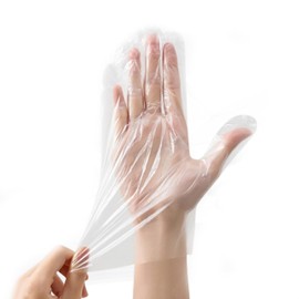 SUPERGUARD GB Polythene Disposable Gloves Large Vinyl Gloves, Clear Plastic, Extra Strong, (100 Pack) - Multipurpose, Food Safe, Latex-Free, Powder-Free (Pack of 100)