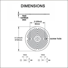 4-1/4 Inch Shower Strainer Drain Cover, Matte Black Floor Drainer, 02014R4FMB