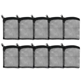 AQUANEAT 10pcs Aquarium Filter Media Bags, Fish Tank Coarse Mesh Bags with Plastic Zipper for Activated Carbon (3" x 4")