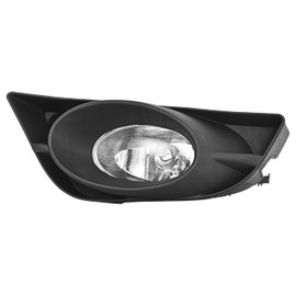 HECASA Left Fog Light w/Fog Light Bezel Compatible with 2009-2011 Honda Fit Replacement for HO2592122 33951-TK6-305 Fog Lamp Assembly w/Bulbs Clear Lens+Black bezel Driver Side