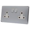 Discount Electrix 2 Gang Plug Socket Polished Chrome Screwless Flat