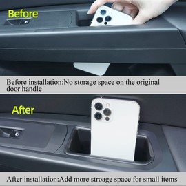 Vesul Black Front Row Door Side Storage Box Handle Armrest Phone Container for VW Volkswagen Atlas 2018 - Up