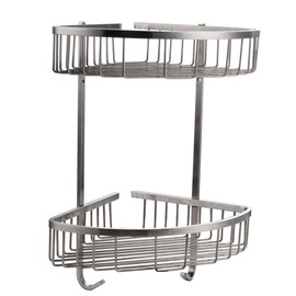 Nokozan Stainless Steel 2 Tier Triangle Bathroom Shower Caddy Corner Organizer Shelf Basket with Hooks