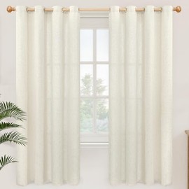 YoungsTex - Cortinas de lino natural de 72 pulgadas de largo para sala de estar, cortinas filtrantes de luz con ojales, gruesas semitrans...