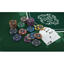 Bullets Playing Cards - Paulie Deluxe Ceramic Poker Chips - Durable & Versatile Casino-Quality Design for Professional Poker, Tournaments, & Home Games - Set of 25 with Value 5 - Orange