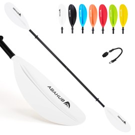 Abahub 1 x Kayak Paddles, 90.5 Inch Kayaking Oars for Boating, Canoeing with Extra Paddle Leash, Aluminum Alloy Shaft White Plastic Blade