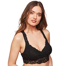 Motherhood Maternity Women's Lace Racerback Nursing Sleep Bralette, Black, Medium