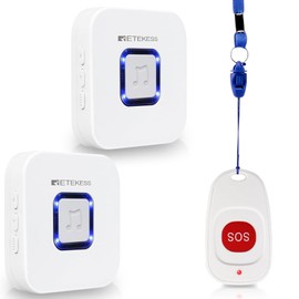 Retekess TH101 Call Bell Nurse Call Home Emergency Button Waterproof Call for Elderly Patients Nursing Care Patients Pregnant Women Disabled (2 Call Bells, 1 Call Button)