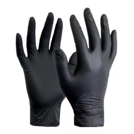 Ambiderm Guantes descartables antideslizantes Ambiderm color negro talle M de nitrilo x 100 unidades