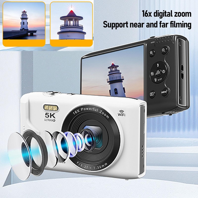 Cryfokt 5K Digital Camera, 72MP 16X Zoom Digital Cameras with