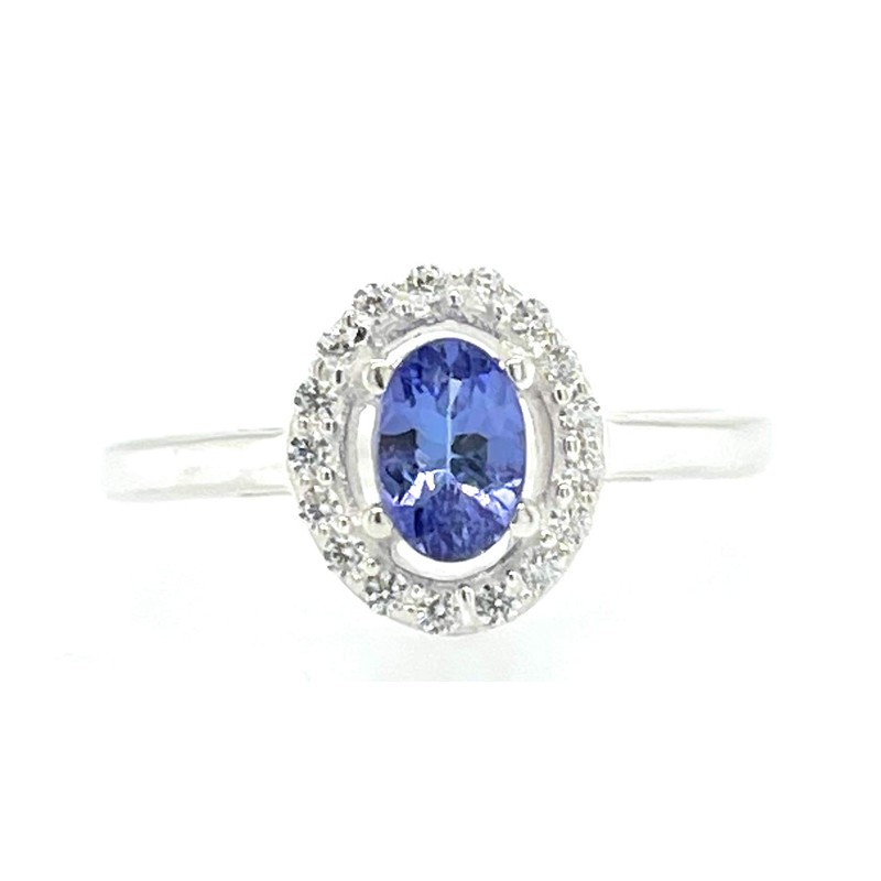 Genuine Blue Tanzanite 925 Solid Sterling Silver Engagement Ring Size