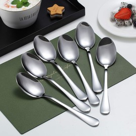 Dinner Spoons, Kyraton 6 Pieces 19cm Stainless Steel Table Spoon, Soup Spoons, Dessert Spoons Sliverware Dishwasher Safe Set of 6